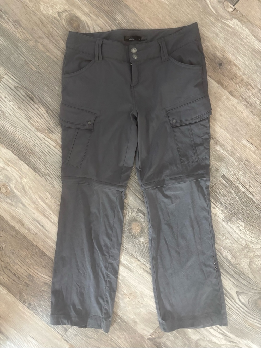 Prana Women's Charcoal Cargo Zip-Off Pants